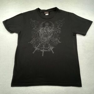 Point Zero VINTAGE Y2K Graphic Knight Shield Soldier T-shirt Black Medium